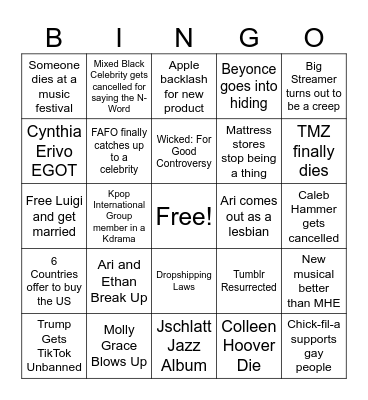 2025 Bingo Card Bingo Card