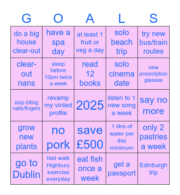 Mum's 2025 Bingo Card