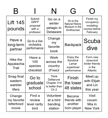 2025 bingo Card