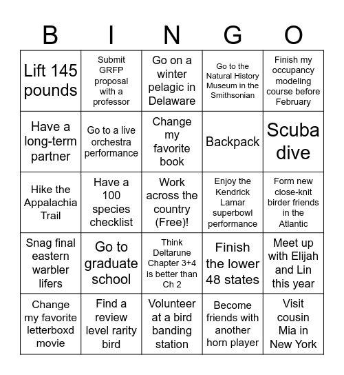 2025 bingo Card