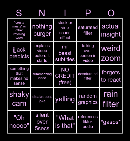 ssssniperwolfff Bingo Card