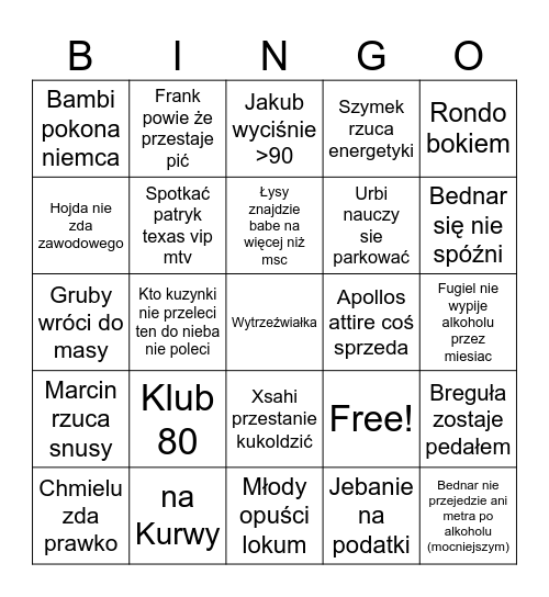 2025 Bingo Card