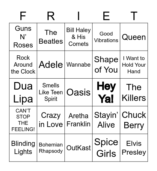 De Keuning Kado Muziek Bingo Card