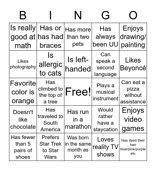 Bingo! Bingo Card
