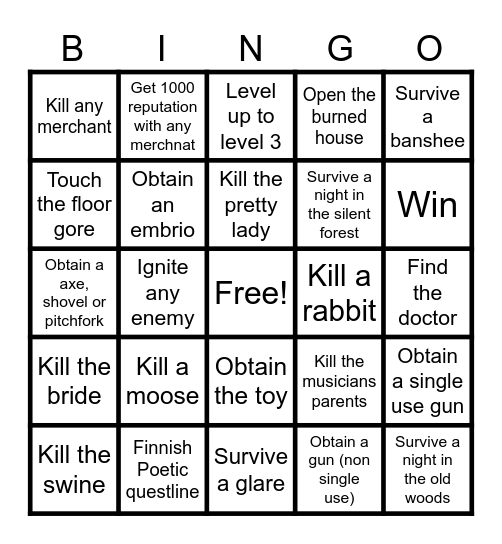 Darkwood  Bingo Card