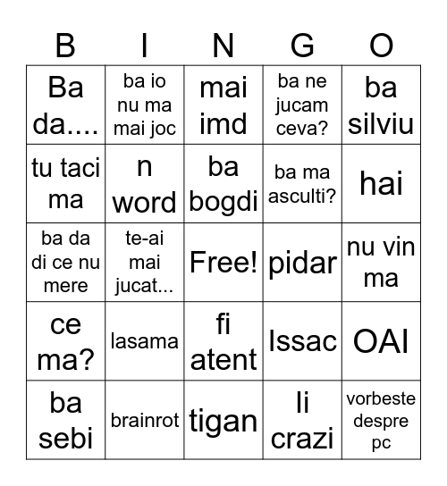 Iobaxau BINGO Card