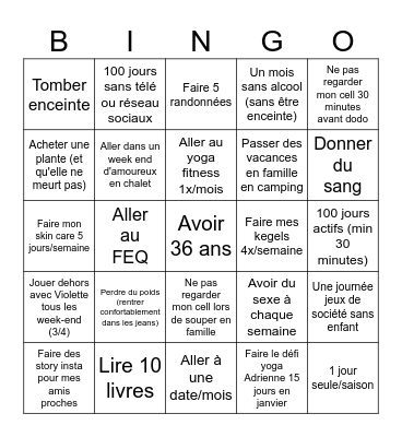 2025 goal Bingo Card