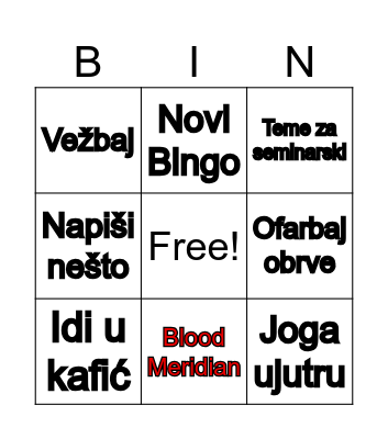 29.12.2024. Bingo Card