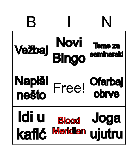 29.12.2024. Bingo Card