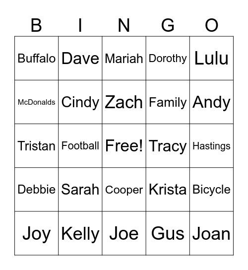 Marien Christmas Bingo Card
