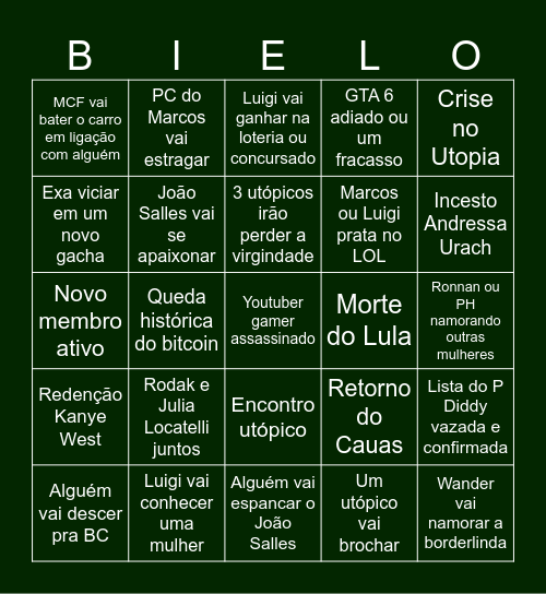 BIELO-BINGO UTÓPICO 2025 Bingo Card