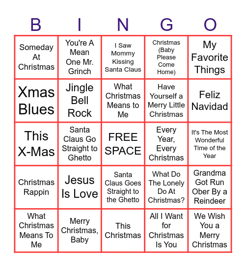 Soulful Christmas Bingo Card