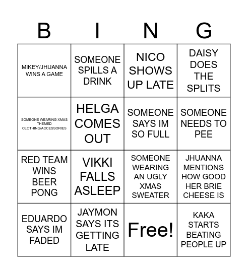 ITS GIVING HAPPY NEW LITMAS Bingo Card