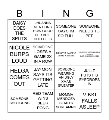 ITS GIVING HAPPY NEW LITMAS Bingo Card
