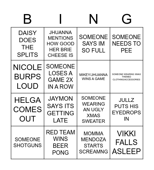 ITS GIVING HAPPY NEW LITMAS Bingo Card