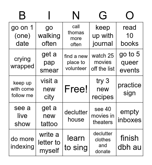 2025 Bingo Card