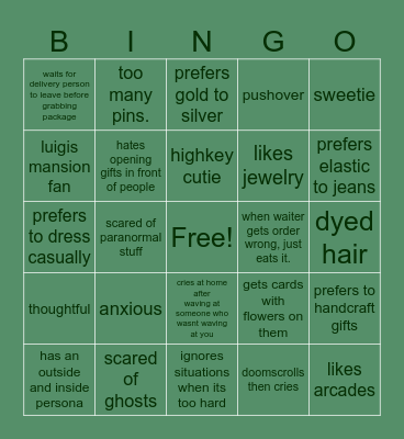 EISEN KINNIE BINGO Card