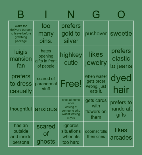 EISEN KINNIE BINGO Card