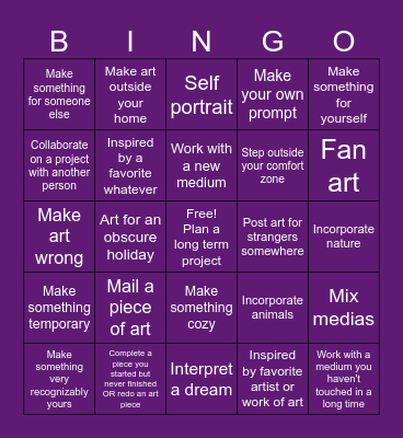 Art Bingo Card