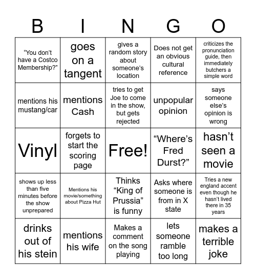 Charlie Bingo Card