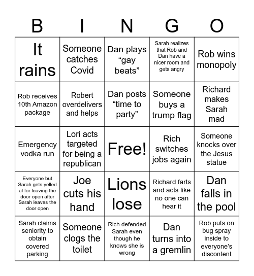 Robert Bingo Card