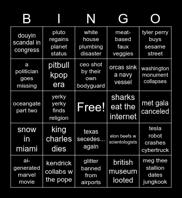 2025 predictions Bingo Card