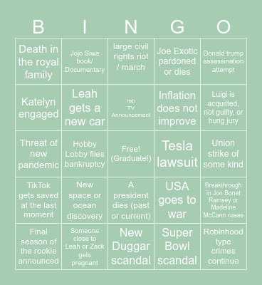 2025 Bingo Card Bingo Card