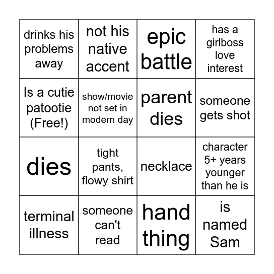 Thomas Brodie-Sangster Bingo Card