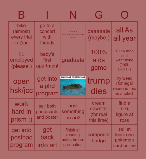 "2025 is my year!", i say through tears Bingo Card