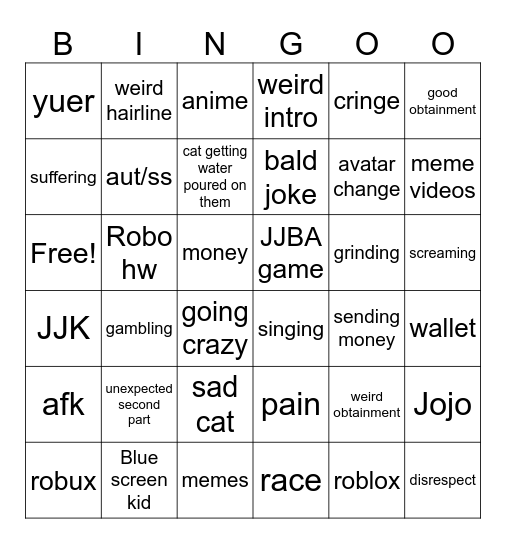 Hw Bingo Card