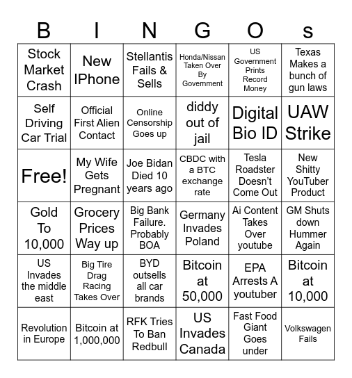 Coopers 2025 Bingo Card Bingo Card