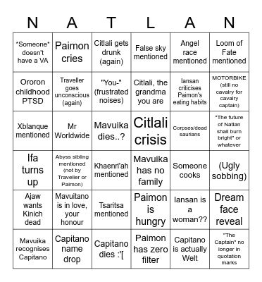 Update 5.3 Bingo Card Bingo Card