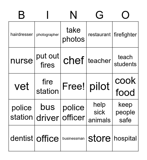 All in a Days Work Bingo Card