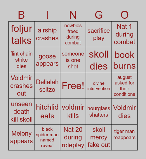 natus ex Bingo Card