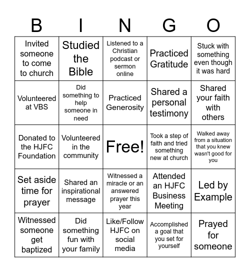 HJFC WATCH NIGHT 2024 Bingo Card