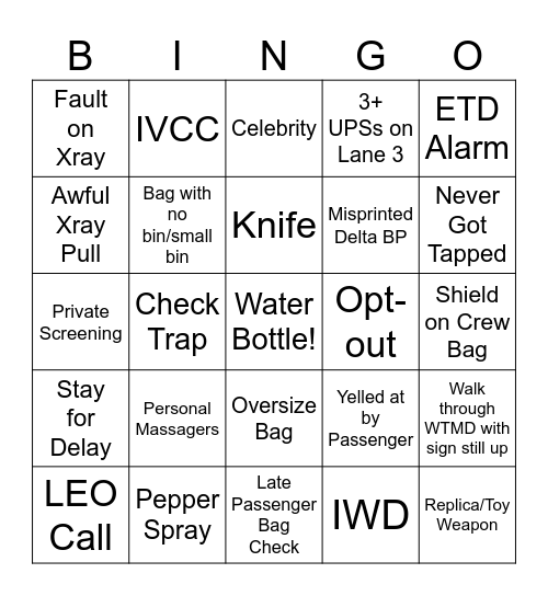 SBA Checkpoint Bingo Card
