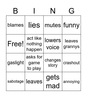 Ben Bingo Card