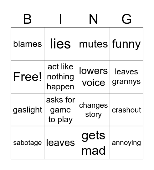 Ben Bingo Card