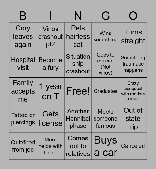 2025 Nico Bingo Card