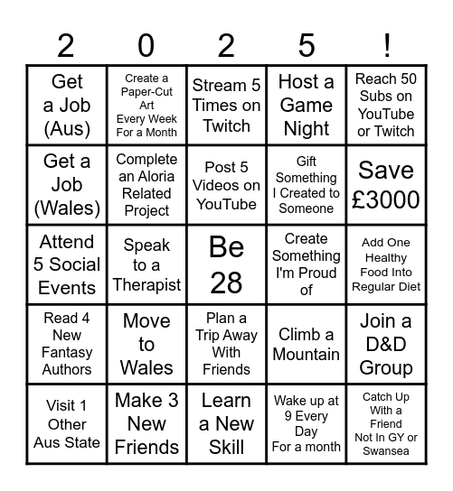 2025 Bingo Card