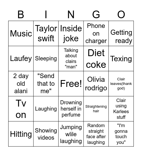 Karlee bingo(Clairs over edition) Bingo Card