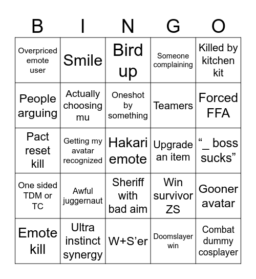 IA Bingo Card