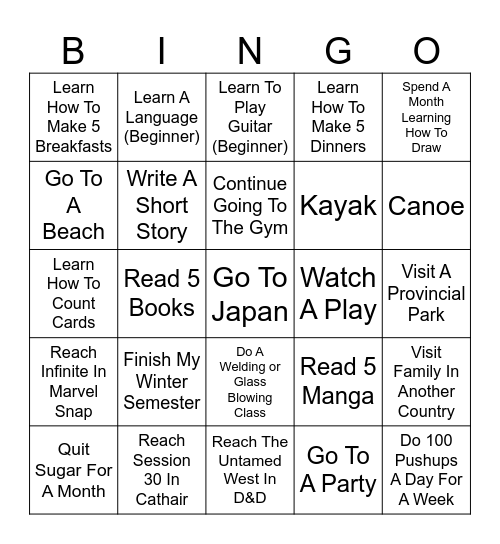 2025 Bingo Card