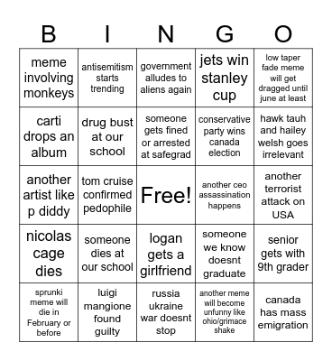 2025 Bingo Card