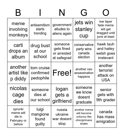 2025 Bingo Card