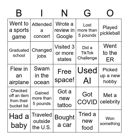 2024 Lee Family Bingo Card