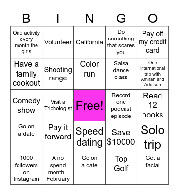 2025 Life Bingo Card