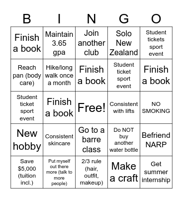 2025 Goals Bingo Card