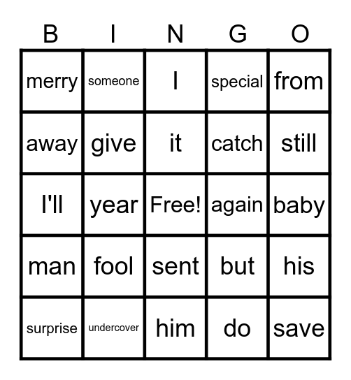 Wham-Last Christmas Bingo Card