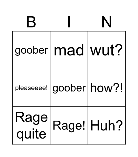 Nooby BINGO Card